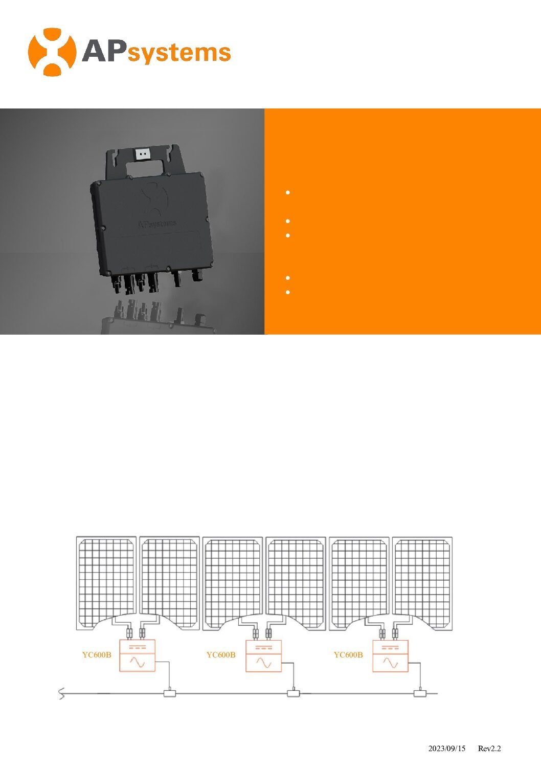 Microinversor Split-Phase 120/240V 2 en 1 APsystems YC600B 750W